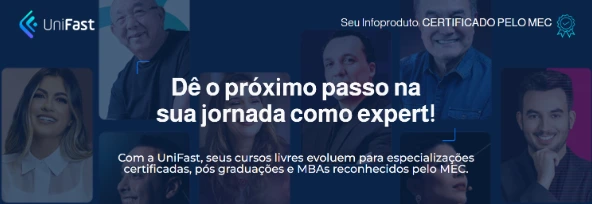 Descubra as oportunidades de crescimento ao lançar um MBA na Unifast. Crie um curso online de sucesso com certificação MEC e alcance um público global.